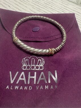 VAHAN Two-Tone Sterling Silver and 14k Gold Twisted Cable Bracelet 4mm size